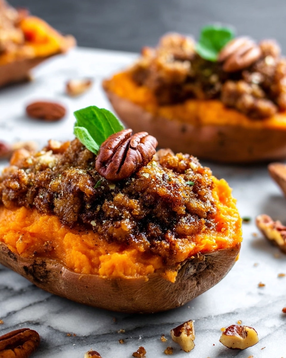 Twice Baked Sweet Potatoes with Pecan Streusel Recipe