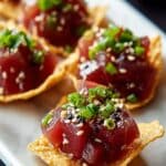 Spicy Tuna Tartare on Crispy Wonton Chips Recipe