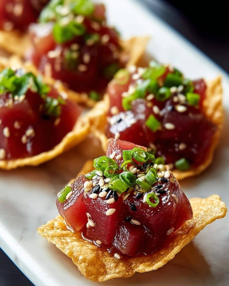 Spicy Tuna Tartare on Crispy Wonton Chips Recipe