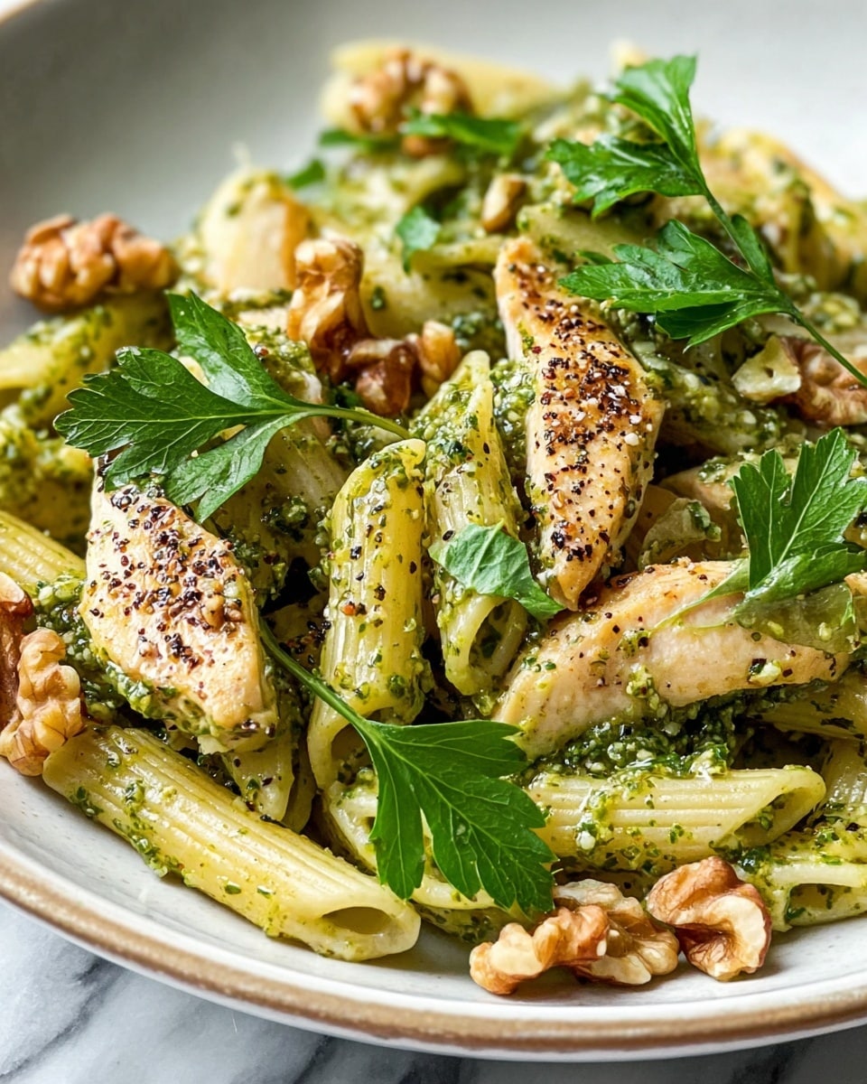 Chicken & Vegetable Penne with Parsley-Walnut Pesto Recipe - Recipe Image