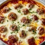 Meatball Casserole with Melted Mozzarella and Mashed Potatoes Recipe