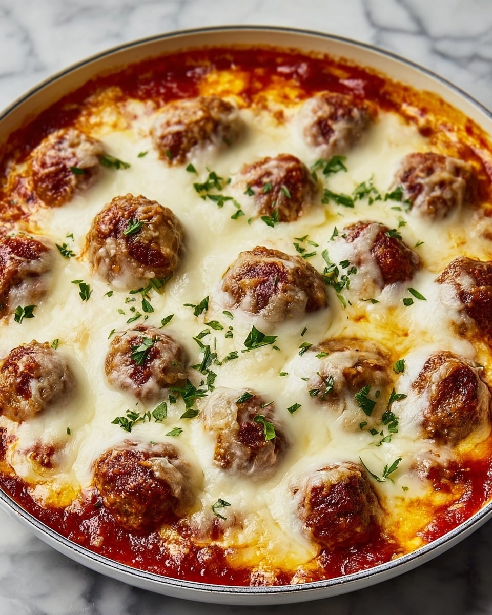 Meatball Casserole with Melted Mozzarella and Mashed Potatoes Recipe