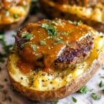 Hearty Steak Bites on Loaded Baked Potatoes Recipe