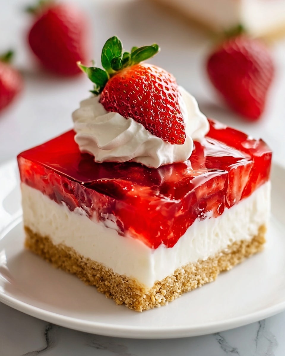 Jello Pretzel Salad with Cream Cheese and Fresh Strawberries Recipe