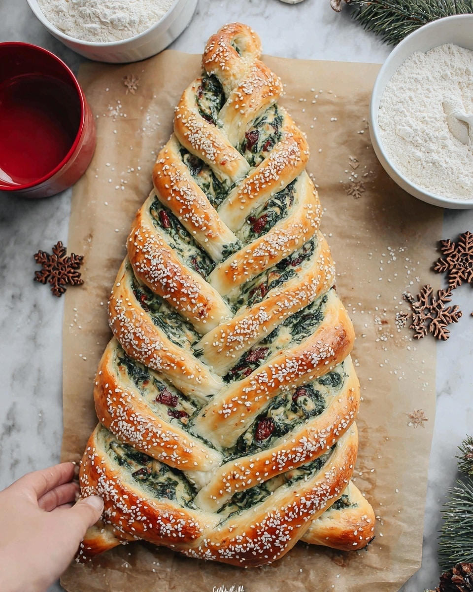 Christmas Tree Spinach Dip Breadsticks Recipe