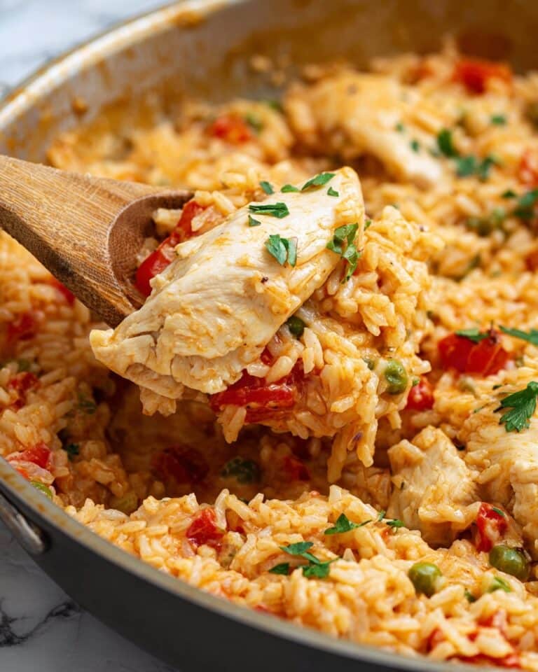 Easy One Pot Queso Chicken and Rice Recipe