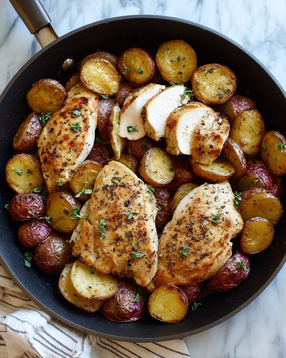Garlic Butter Chicken and Potatoes Skillet Recipe - Recipe Image