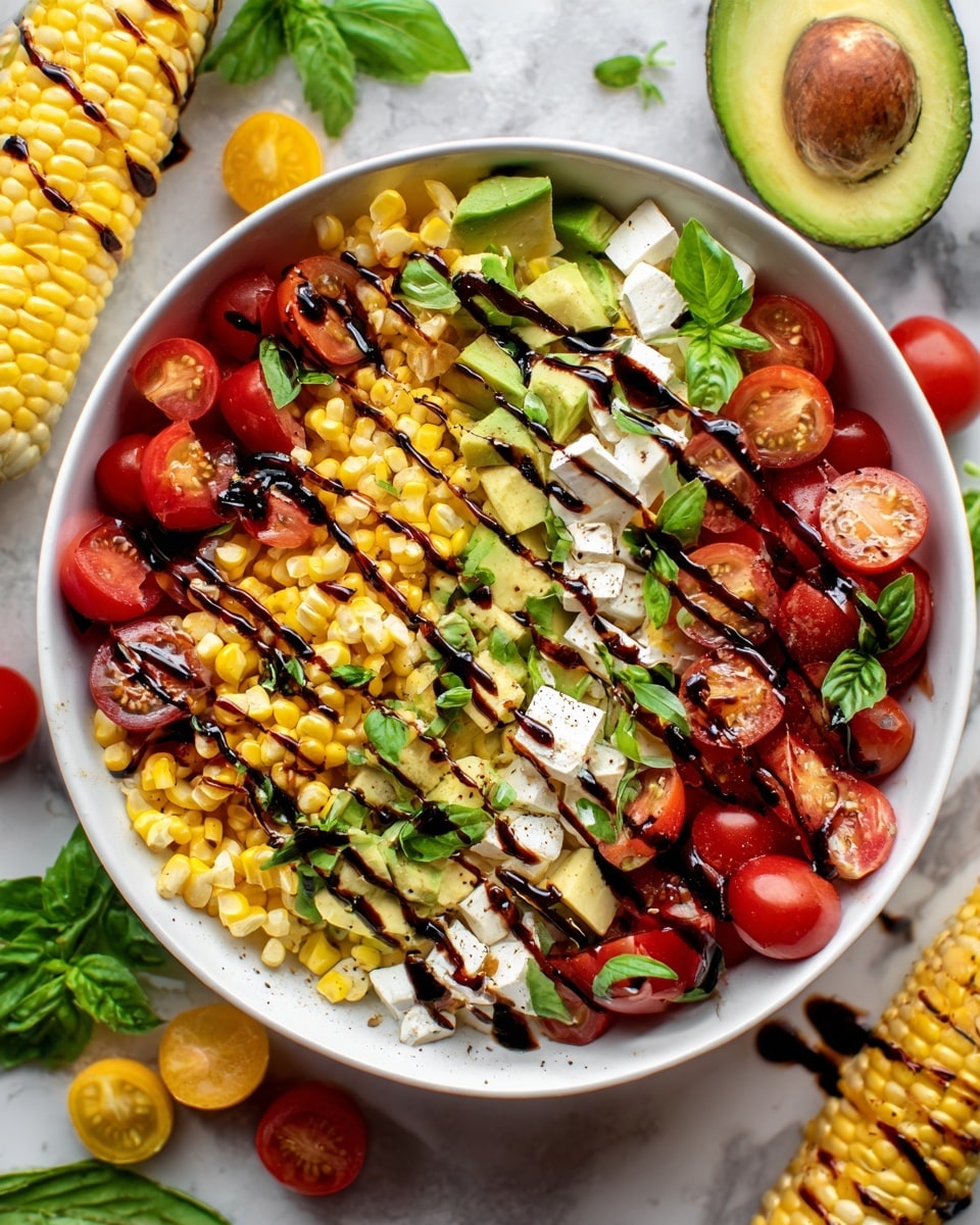 Fresh Corn and Tomato Caprese Salad Recipe - Recipe Image