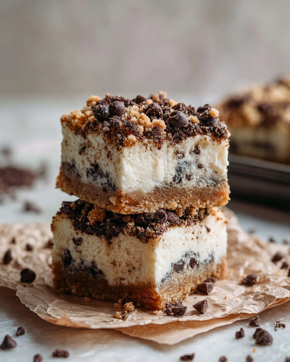 No-Bake Cookie Dough Cheesecake Bars Recipe - Recipe Image