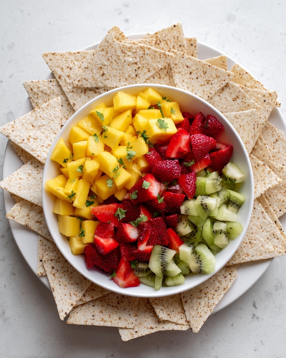 Strawberry Mango Salsa with Cinnamon-Sugar Tortilla Chips Recipe - Recipe Image