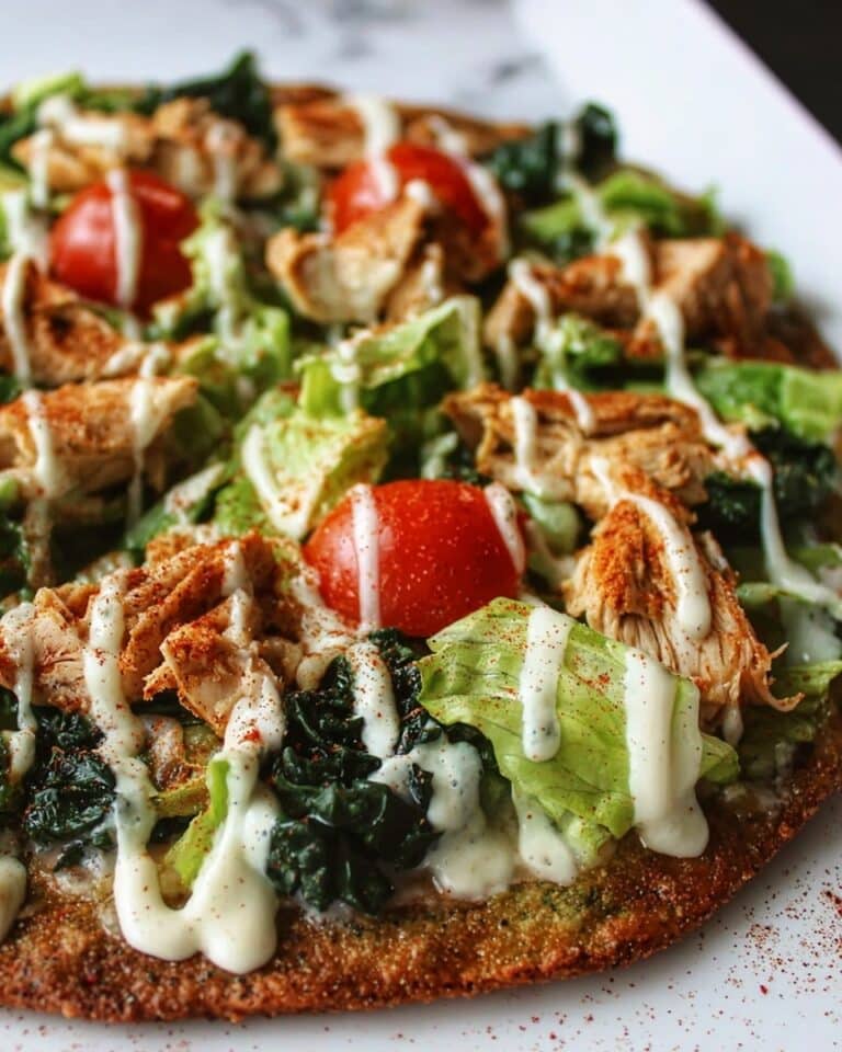 High Protein Chicken Caesar Salad Pizza Recipe