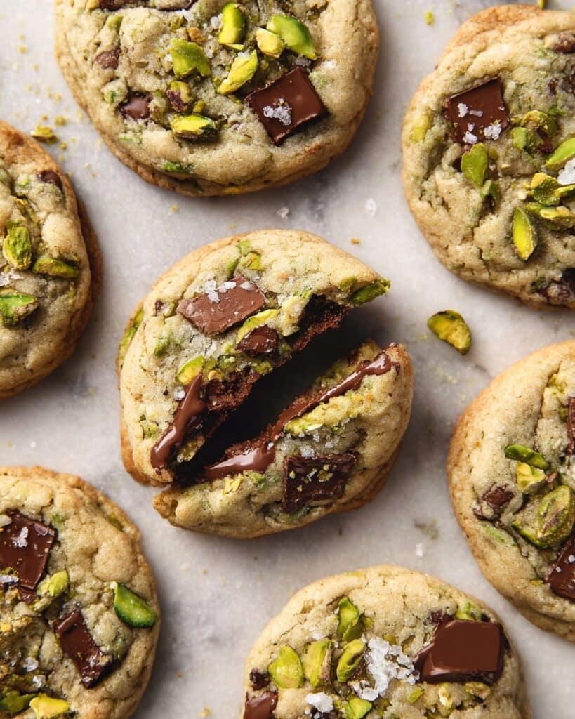 Pistachio Cream Cookies with Chocolate and Nuts Recipe