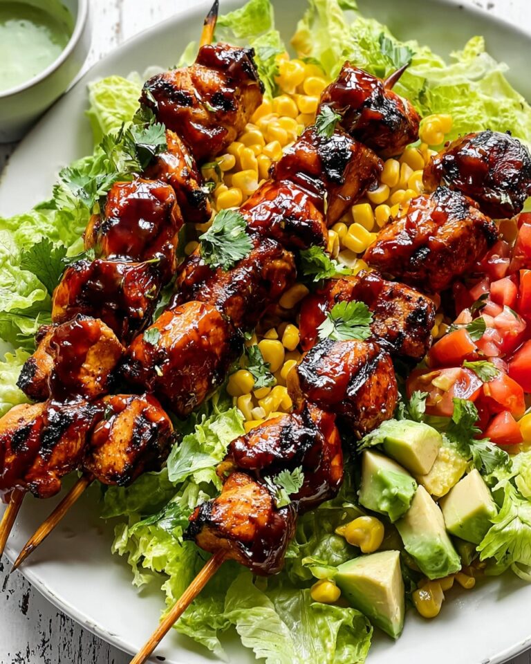 BBQ Chicken Skewer Salad with Herb Mayo and Grilled Corn Recipe