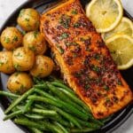 Easy Lemon Honey Salmon with Roasted Potatoes and Green Beans Recipe