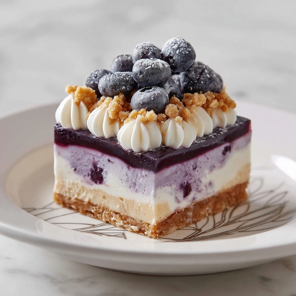 Lemon Blueberry Shortbread Mousse Cake Recipe - Recipe Image