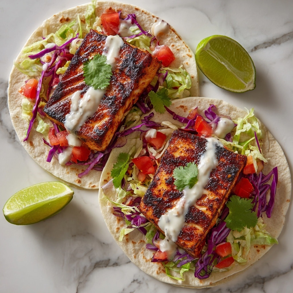Fish Tacos with Lime Crema and Cabbage Slaw Recipe - Recipe Image
