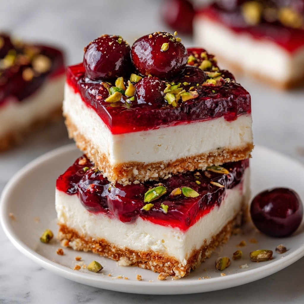 Cherry Pistachio Cheesecake Bars Recipe - Recipe Image