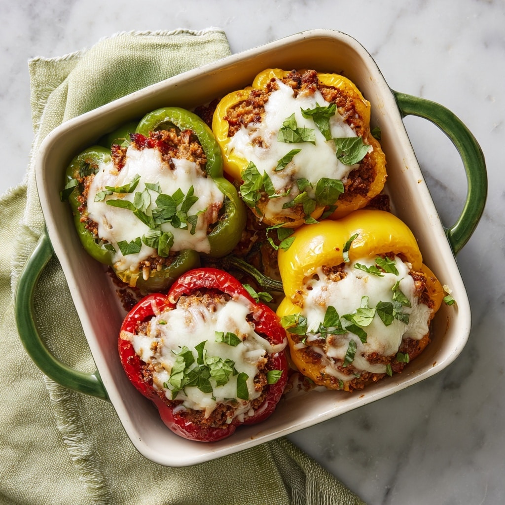Stuffed Peppers with Ground Beef, Rice, and Cheese Recipe - Recipe Image