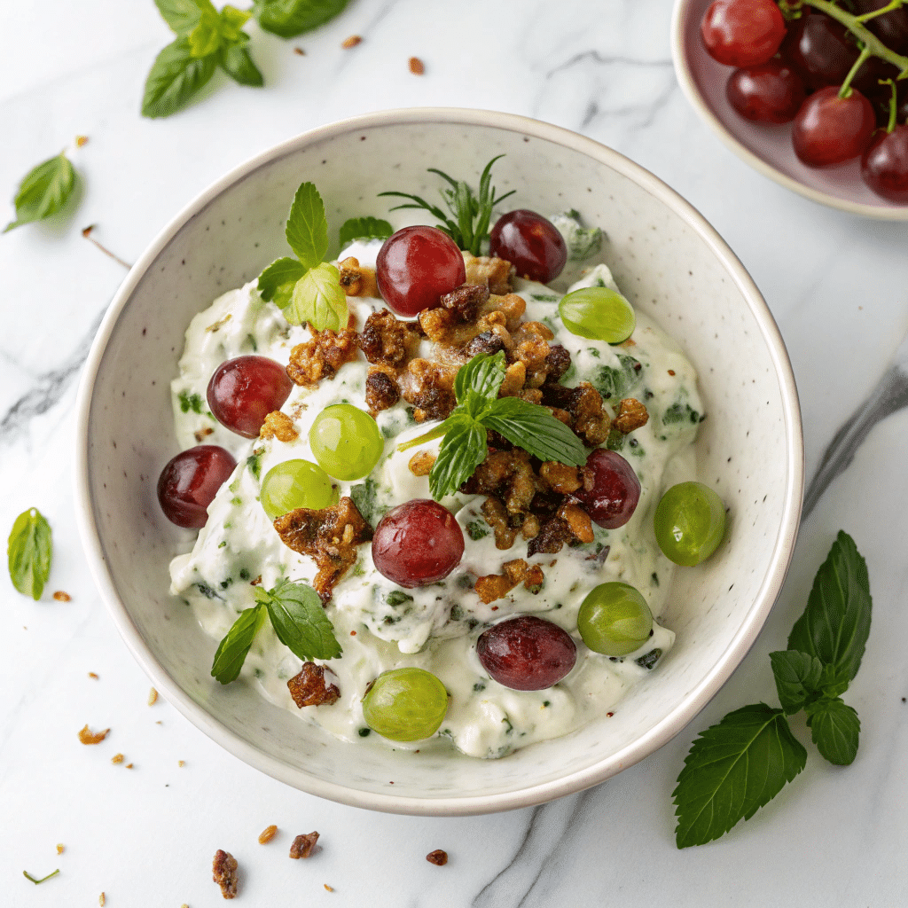 Creamy Grape Salad with Brown Sugar and Pecans Recipe