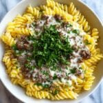 Beef and Rotini in Garlic Parmesan Sauce Recipe