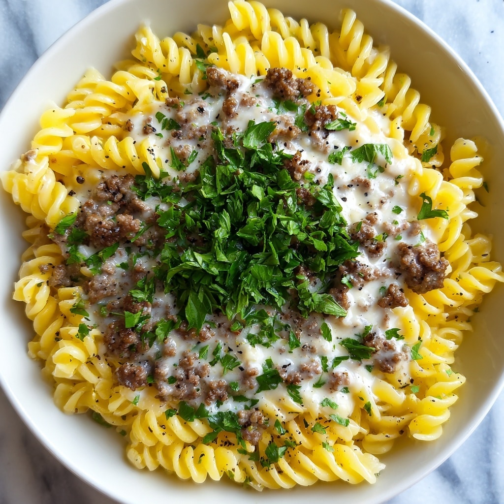 Beef and Rotini in Garlic Parmesan Sauce Recipe
