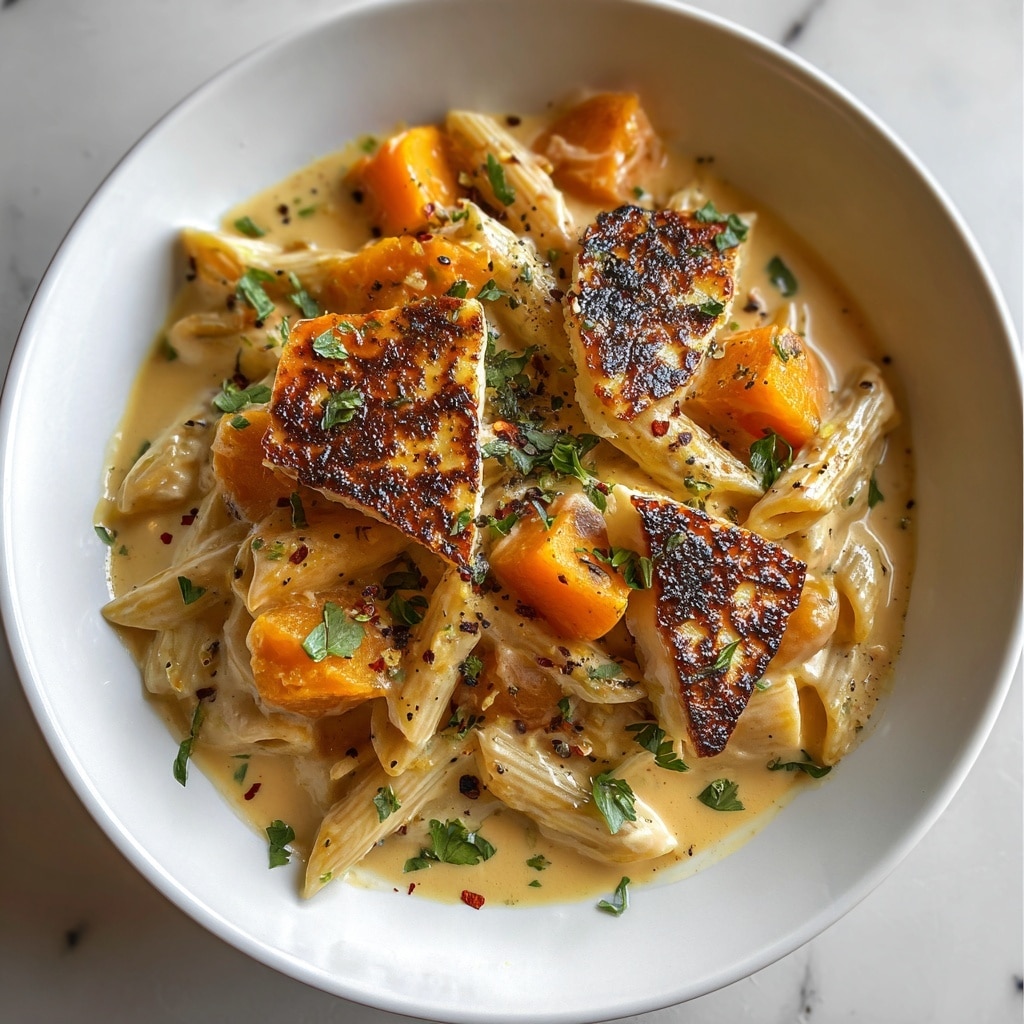 Butternut Squash Pasta with Creamy Sauce and Garlic Recipe - Recipe Image