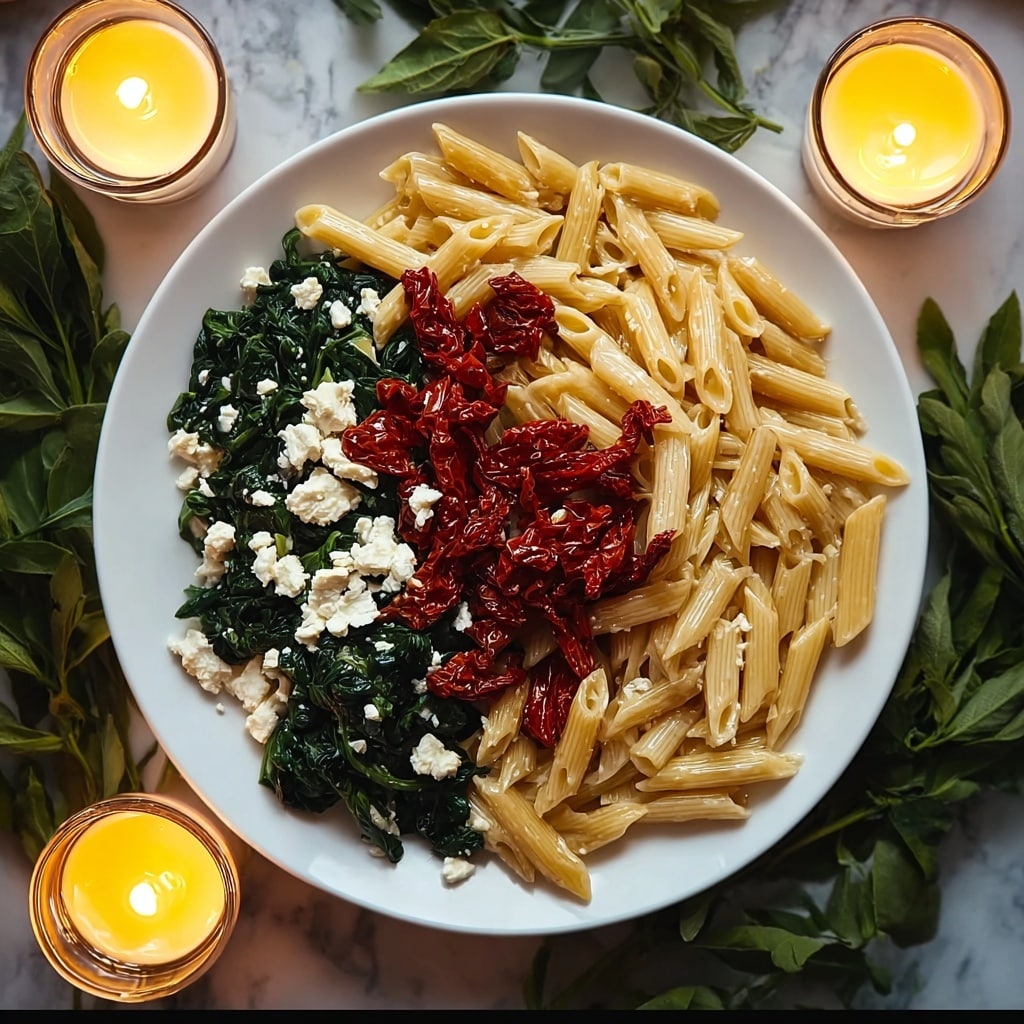 Pasta with Spinach and Feta Cheese Recipe - Recipe Image