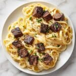 Garlic Butter Steak Bites with Creamy Parmesan Pasta Recipe