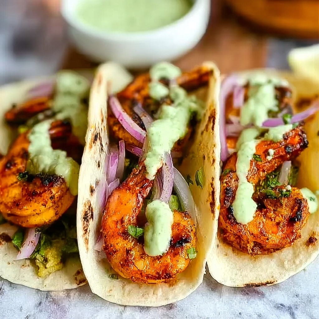 Spicy Shrimp Tacos with Avocado Crema Recipe - Recipe Image