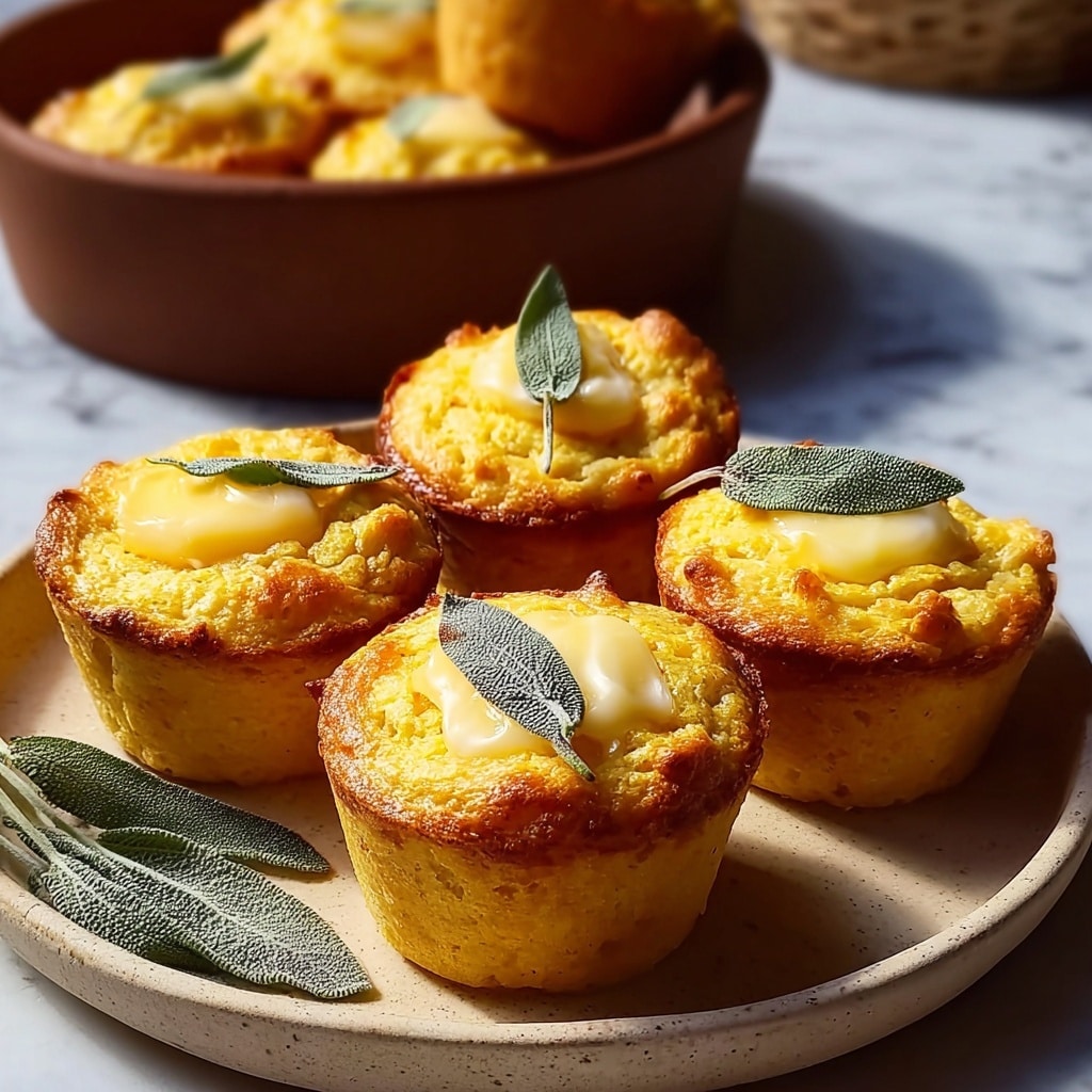 Cheddar Apple Cornbread Muffins with Maple Sage Butter Recipe - Recipe Image