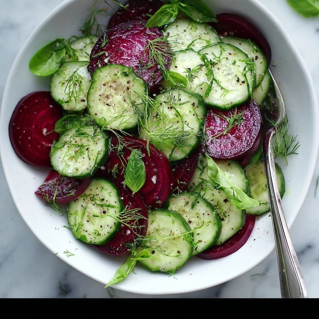 Crisp Cucumber and Beetroot Salad with Herb Dressing Recipe - Recipe Image