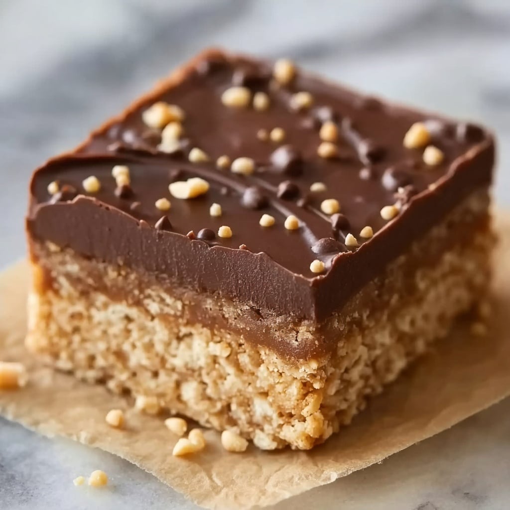 Healthy No-Bake Chocolate Peanut Butter Crunch Bars Recipe