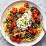 Chicken Spaghetti with Burrata and Lemon Butter Garlic Sauce Recipe