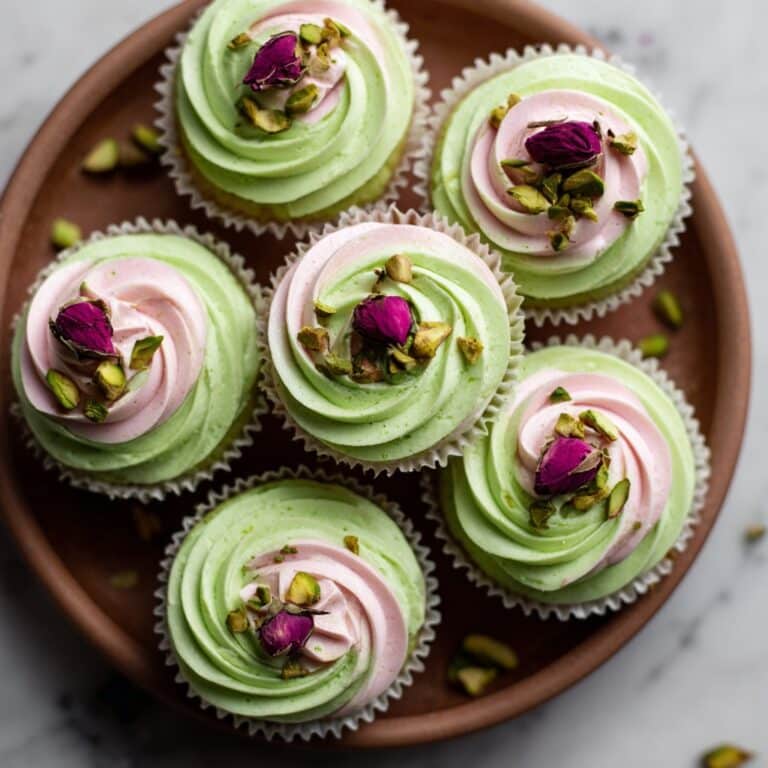 Mini Rose Pistachio Cupcakes Recipe