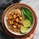 Crispy Tofu Bowls with Curry Noodles and Chili Green Beans Recipe