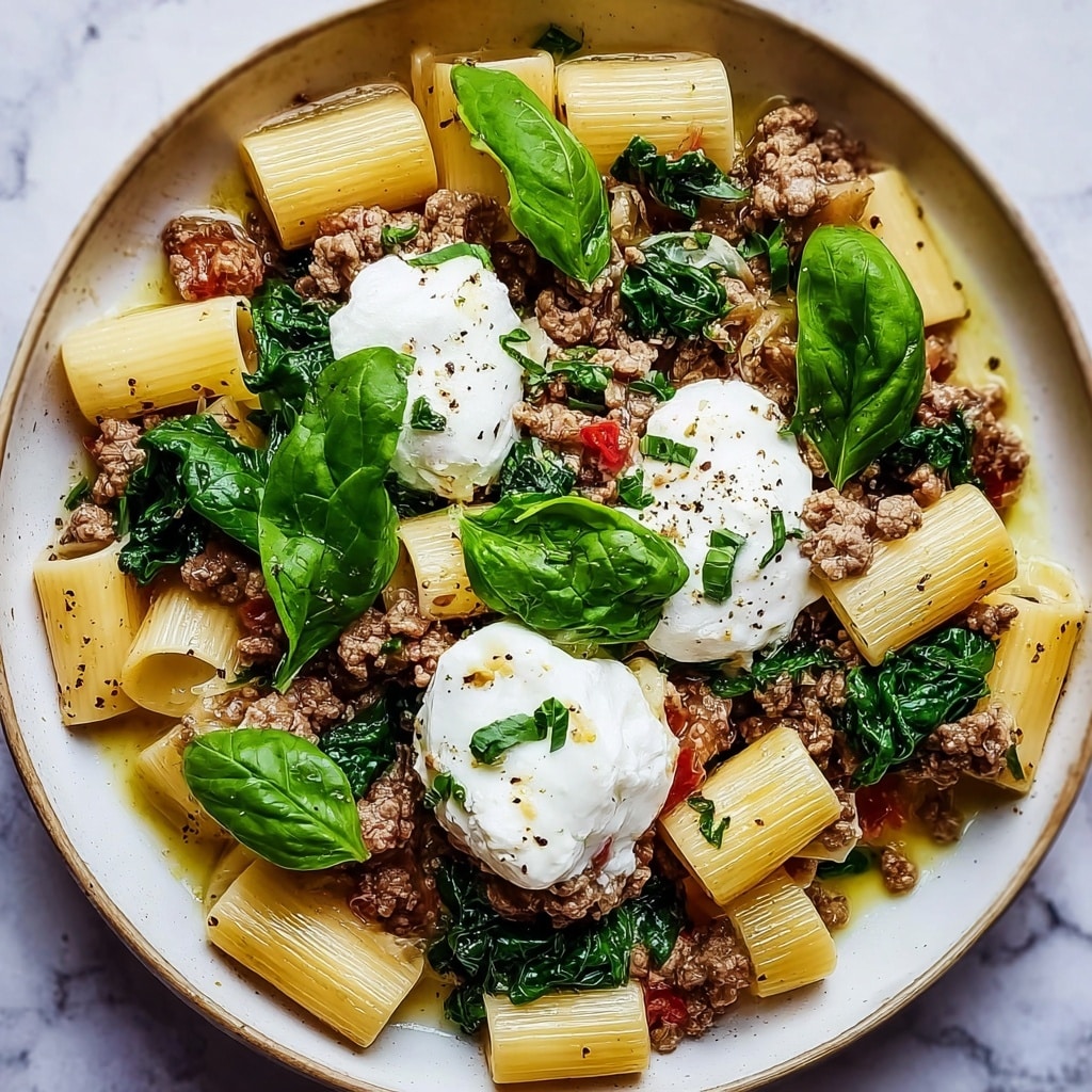 One Pot Lemony Pasta with Sausage, Broccoli Rabe, and Burrata Recipe - Recipe Image