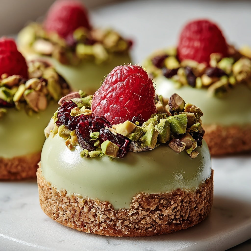 Pistachio & Raspberry Cheesecake Domes Recipe - Recipe Image
