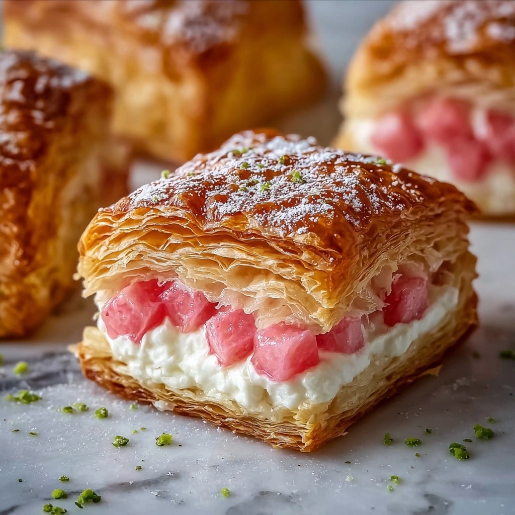 Rhubarb Cream Cheese Puff Pastries Recipe - Recipe Image