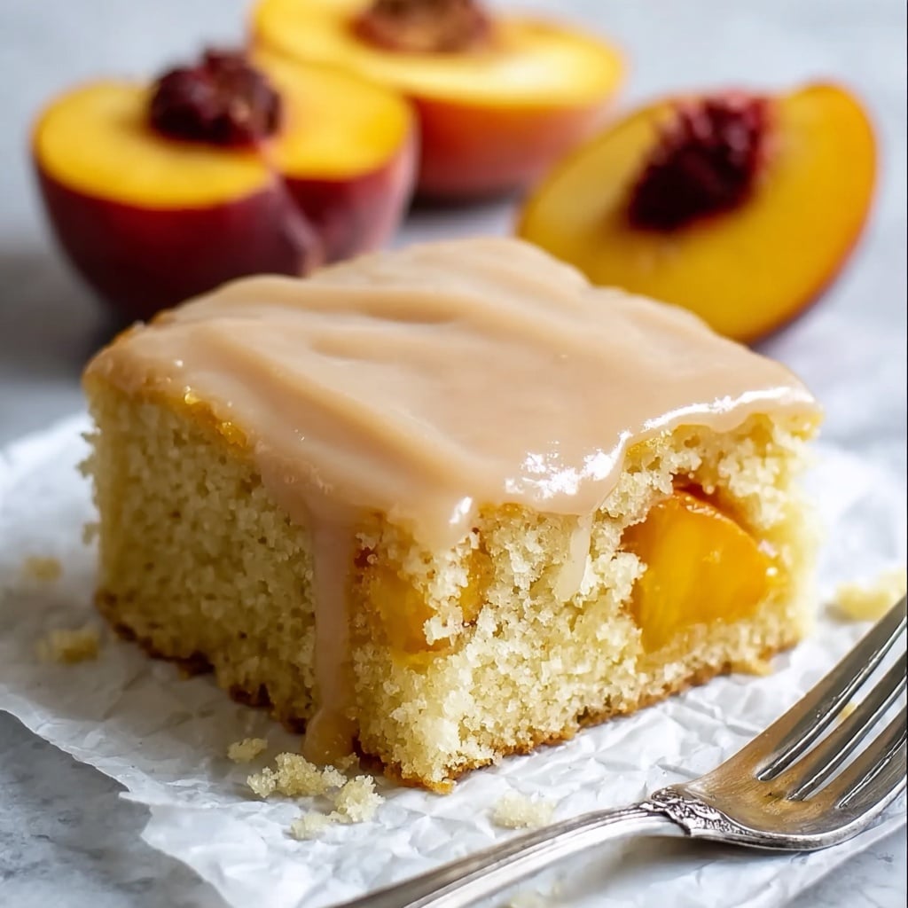 Brown Sugar Peach Cake with Creamy Brown Sugar Frosting Recipe - Recipe Image