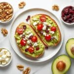 Avocado Toast with Feta, Cherry Tomatoes, Cranberries, and Walnuts Recipe