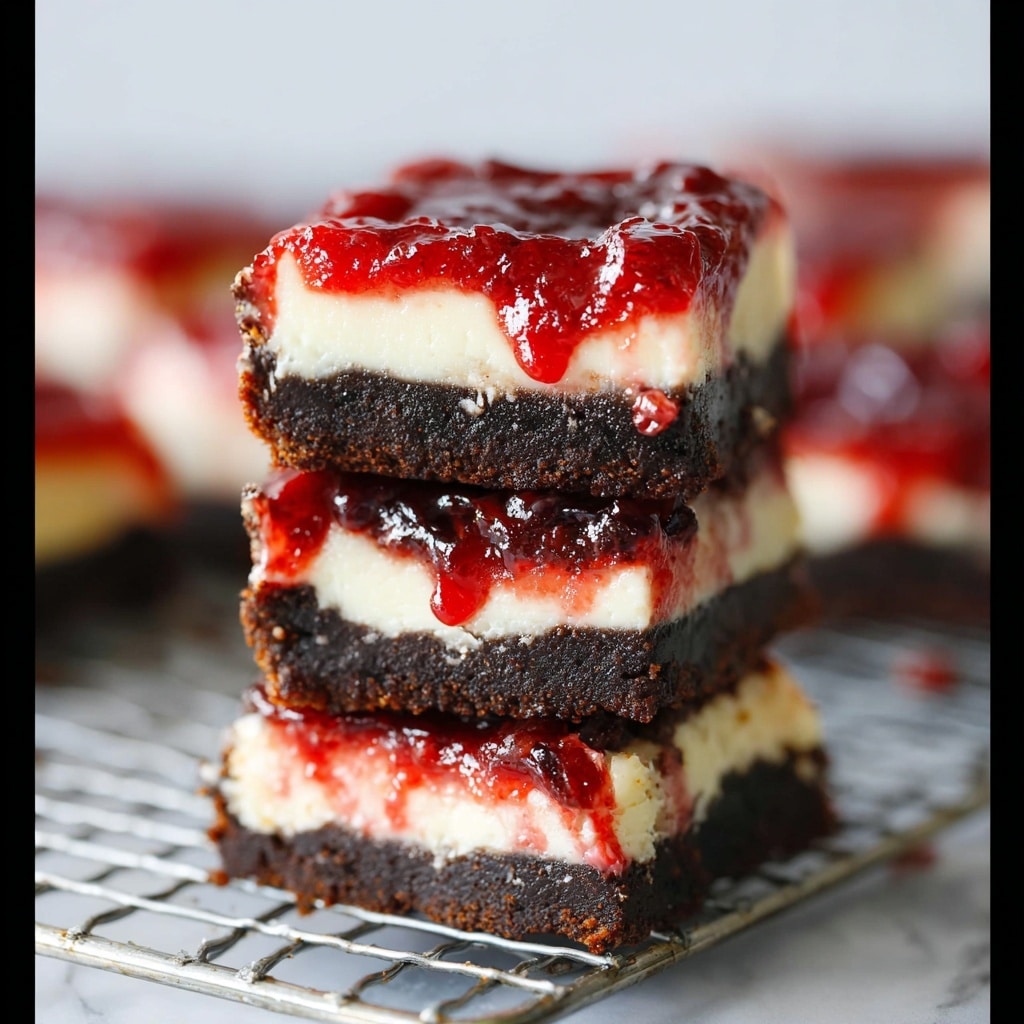 Cherry Chocolate Brownie Cheesecake Bars Recipe