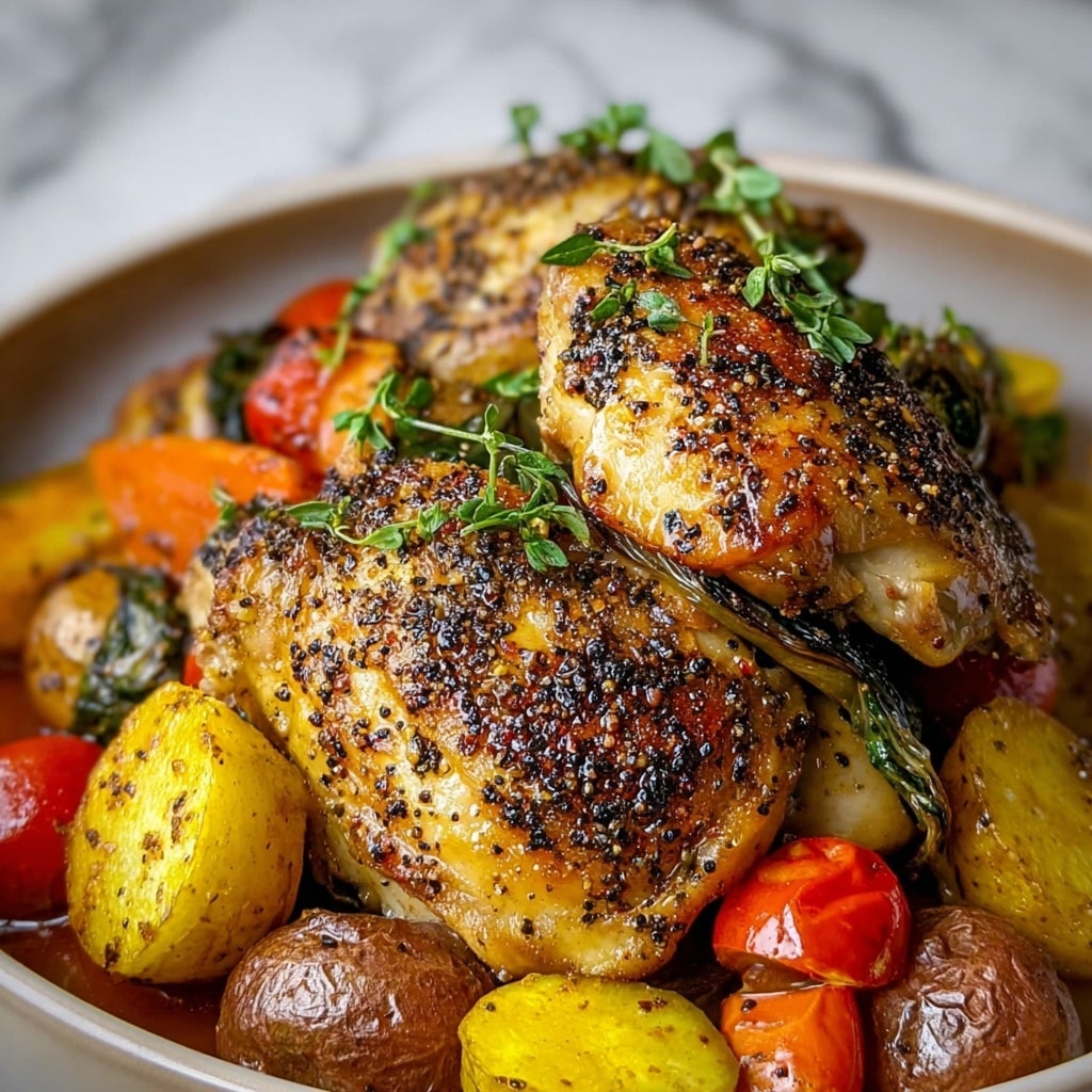Honey Mustard Glazed Chicken with Roasted Vegetables Recipe - Recipe Image