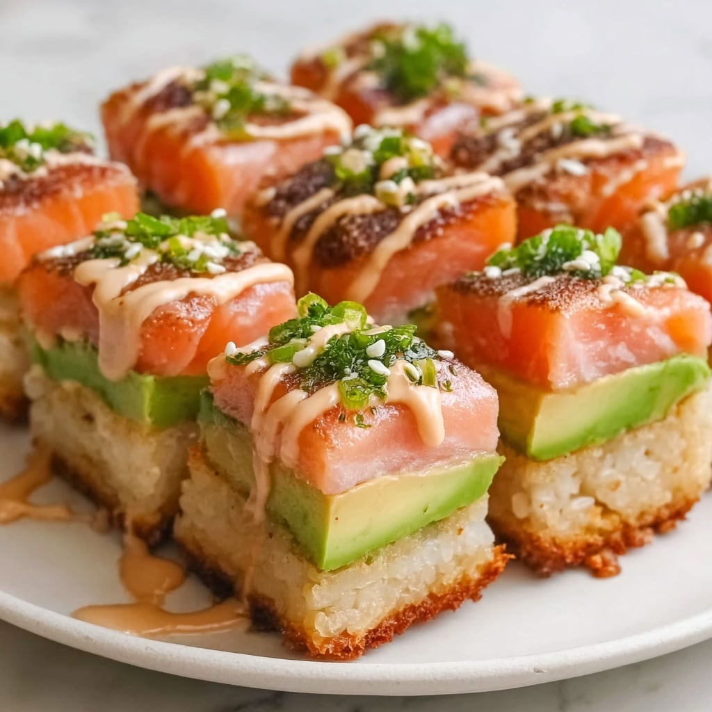 Crispy Rice Sushi Cupcakes with Smoked Salmon and Avocado Recipe