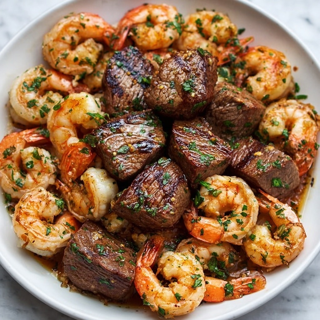 Garlic Butter Steak Bites and Shrimp Skillet Recipe