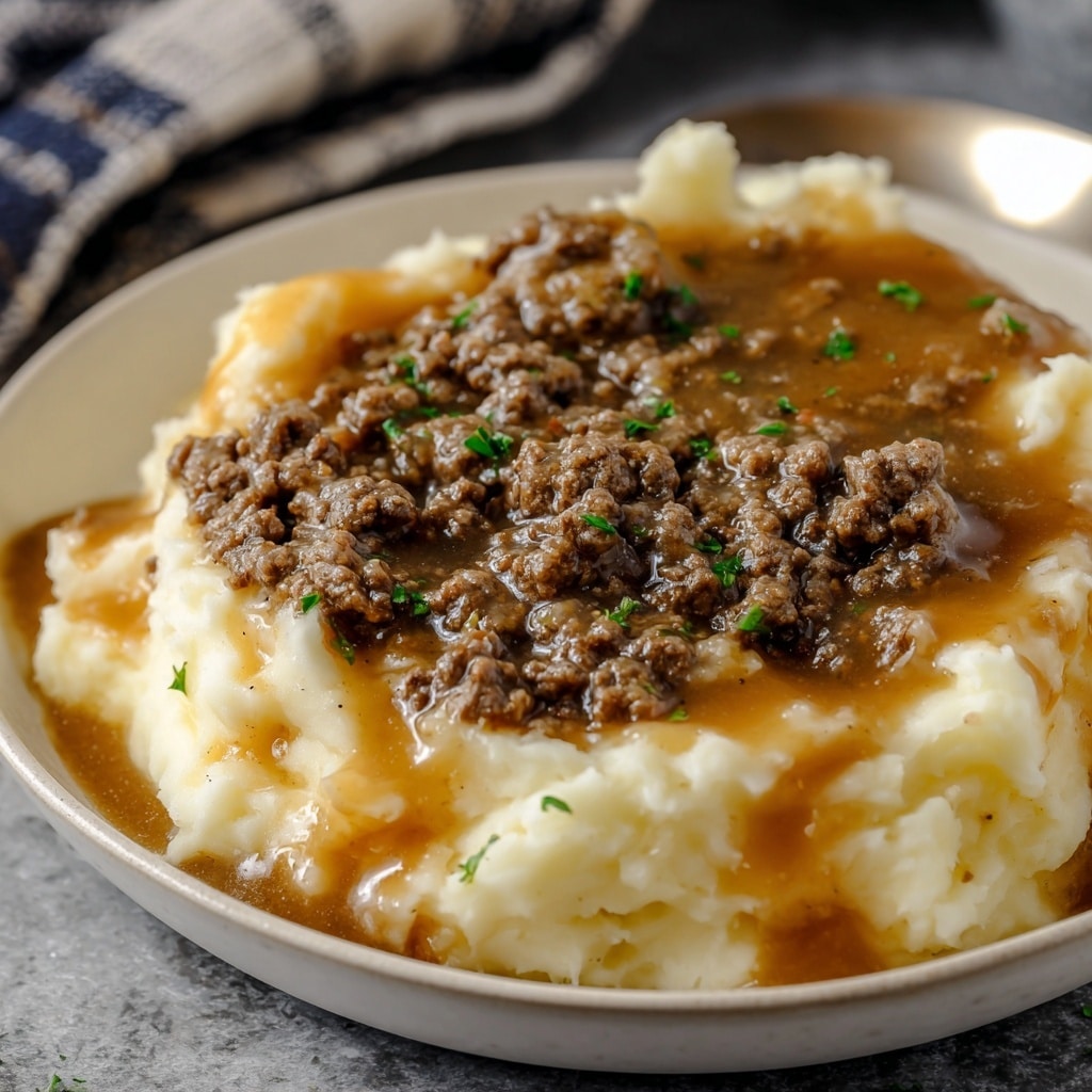 Ground Beef and Gravy Over Mashed Potatoes Recipe