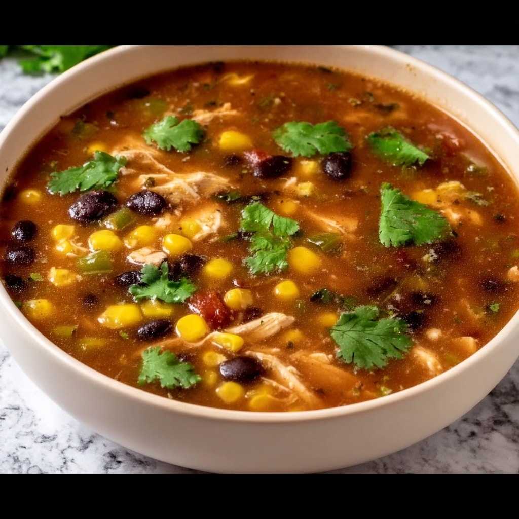 Southwest Black Bean Chicken Tortilla Soup Recipe