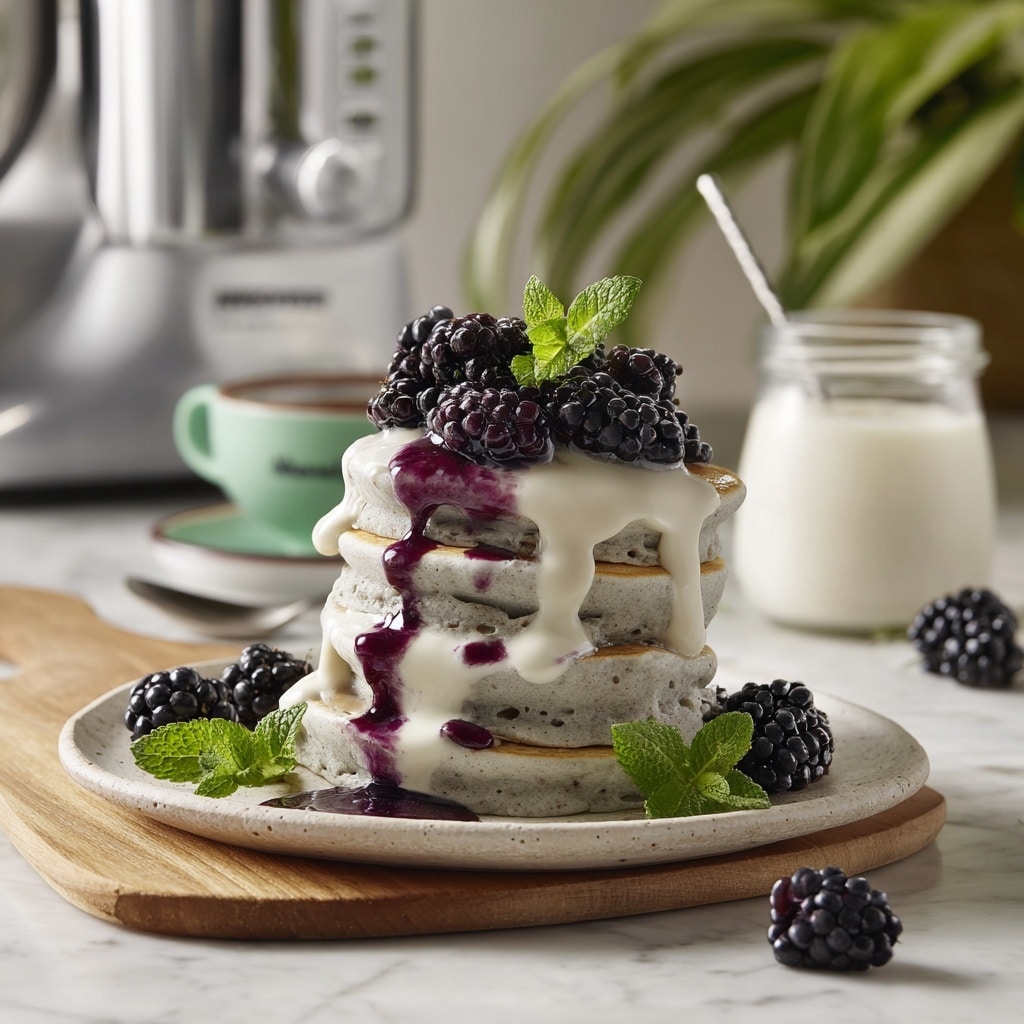 Charcoal Pancakes with Blackberry Syrup Recipe