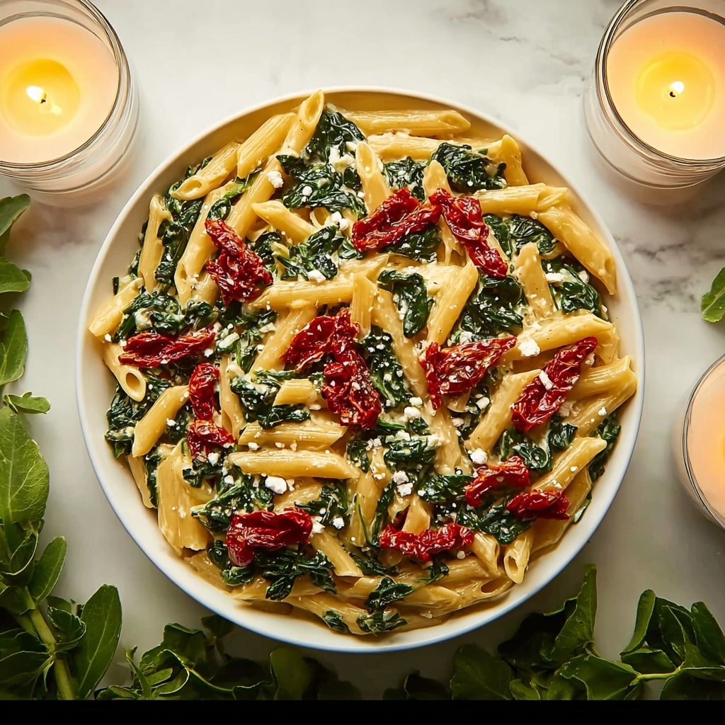 Pasta with Spinach and Feta Cheese Recipe - Recipe Image