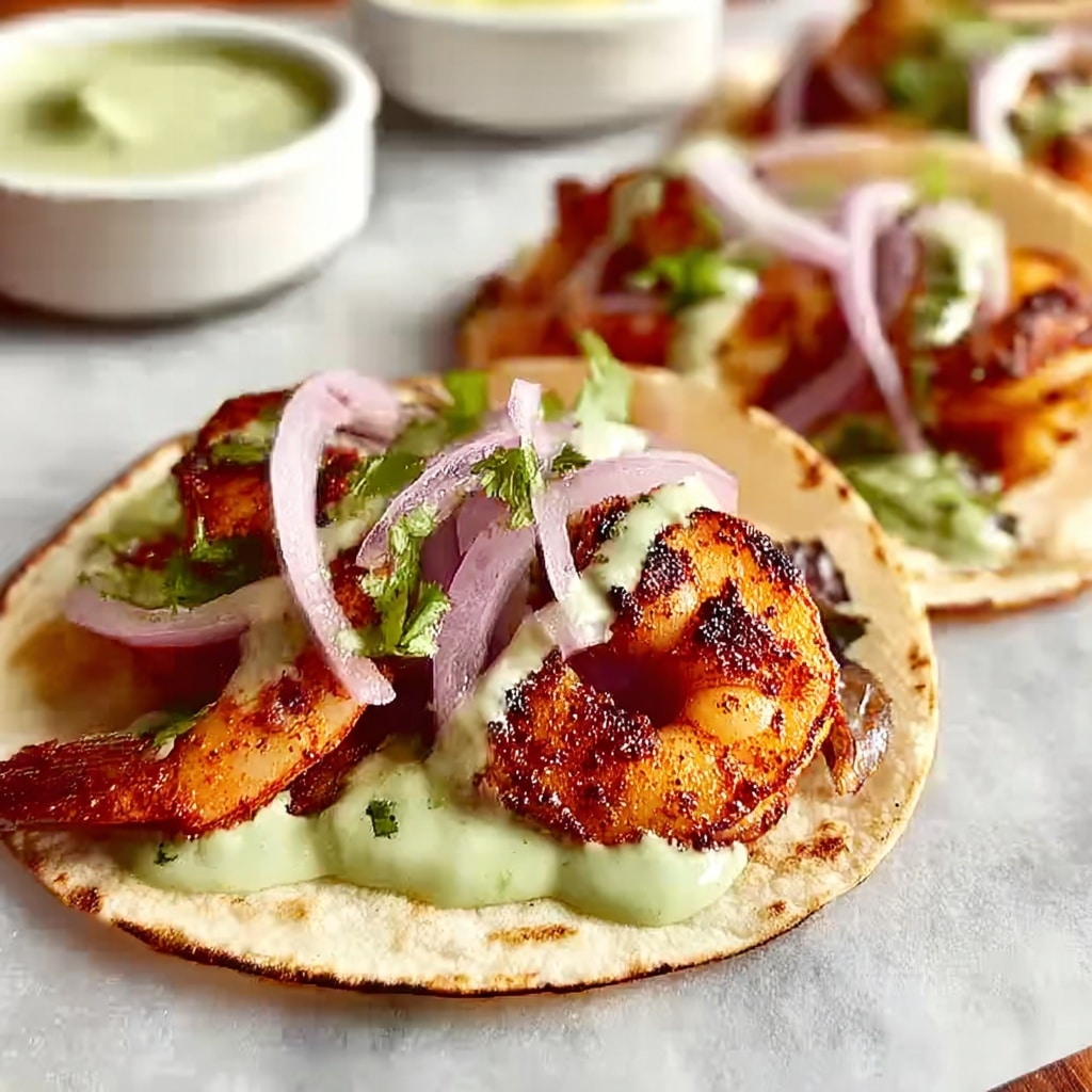 Spicy Shrimp Tacos with Avocado Crema Recipe - Recipe Image