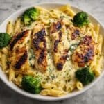 Tuscan Chicken with Creamy Broccoli Alfredo Penne Recipe